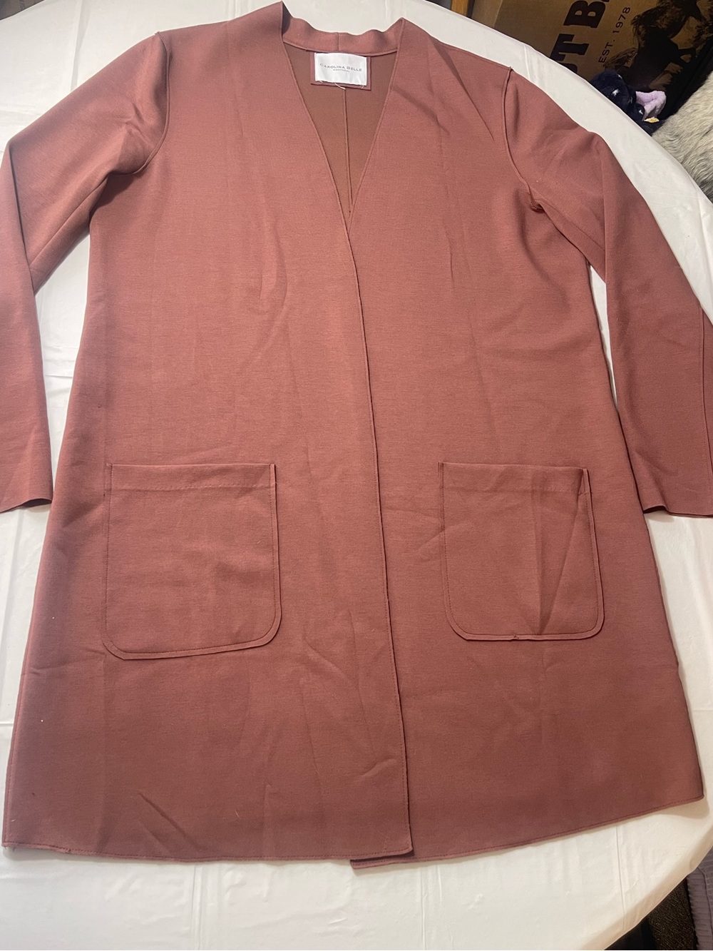 Carolina Belle Dusty Rose Open Front Long Cardigan